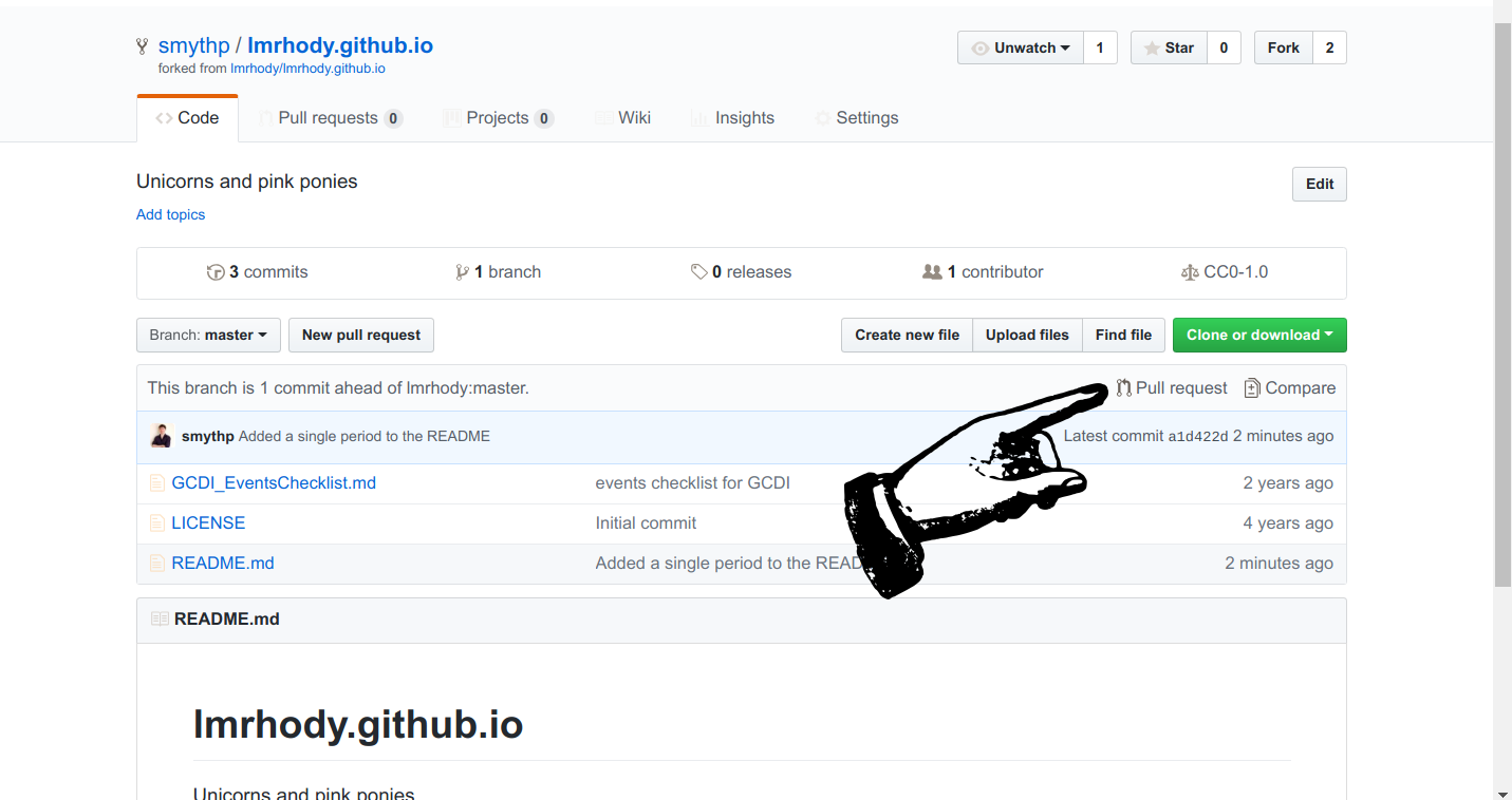 Small button for pull request in the GitHub interface