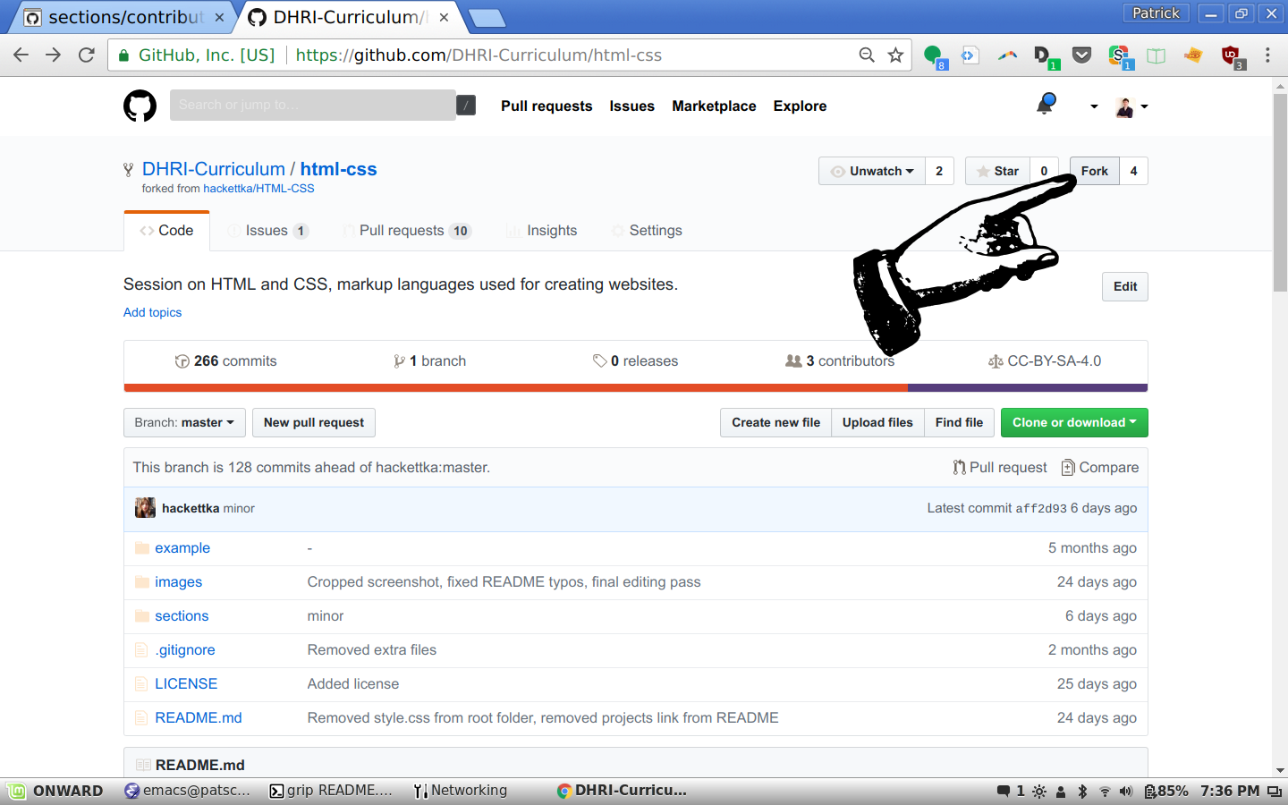 Image showing where fork button is on GitHub